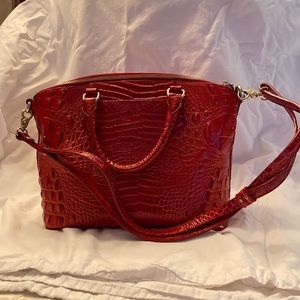 Brahmin, shoulder bag convertible to handheld.  Red.  Like new condition.